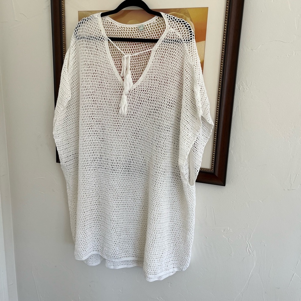 Aerie White Crochet Swim Coverup